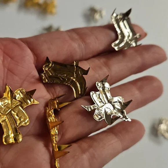 Lots of Western themed crafting brads charms    and More silver blue gold - Picture 6 of 14